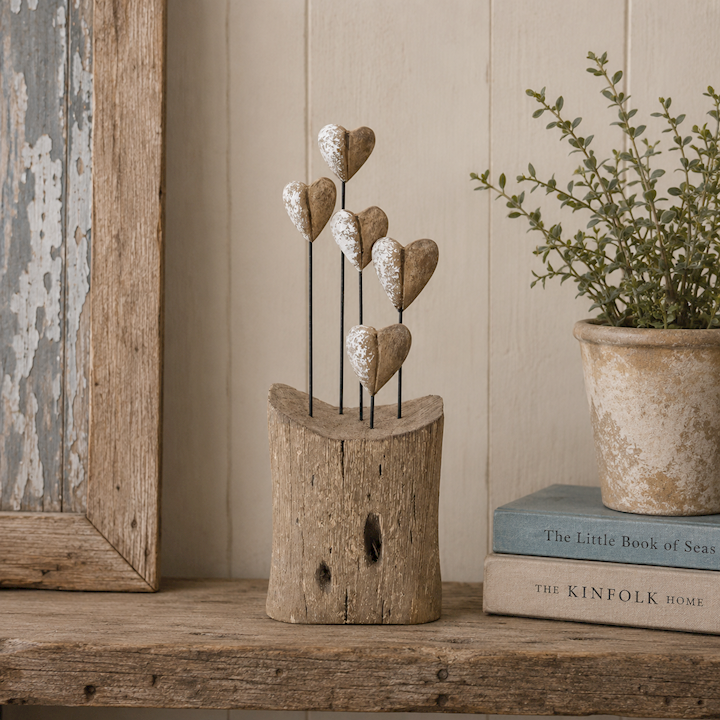WOODEN HEARTS 11x8x29cm